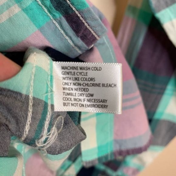 U.S. Polo Assn. Blouse Purple Green Black Plaid Button Down Shirt Casual Small - Picture 12 of 12